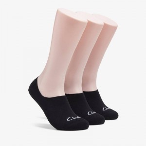 Clarks 3 pack Solid Liner Sock Czarne | CLKS-84175