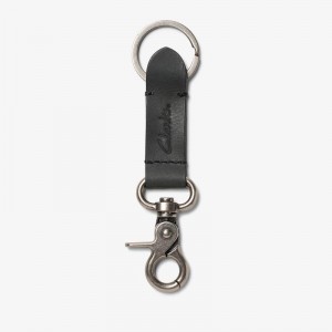 Clarks Oiled Leather Key Fob Czarne | CLKS-84142