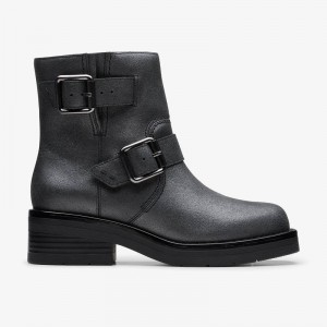 Clarks Rebelle Buckle Niebieskie Szare Metal | CLKS-85516