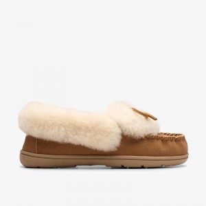 Clarks Roll Mocc Slippers Brązowe | CLKS-84674