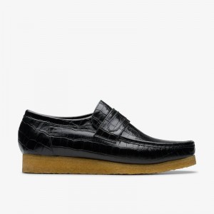 Clarks Wallabee Loafer Czarne | CLKS-84296