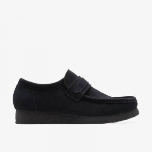 Clarks Wallabee Loafer Czarne | CLKS-84298