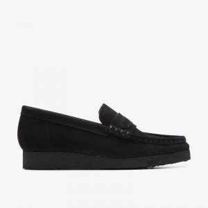 Clarks Wallabee Loafer Czarne | CLKS-84823
