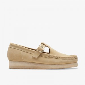 Clarks Wallabee T-Bar Beżowe | CLKS-85414