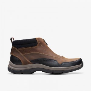 Clarks Walpath Zip Ciemny Brązowe | CLKS-84549